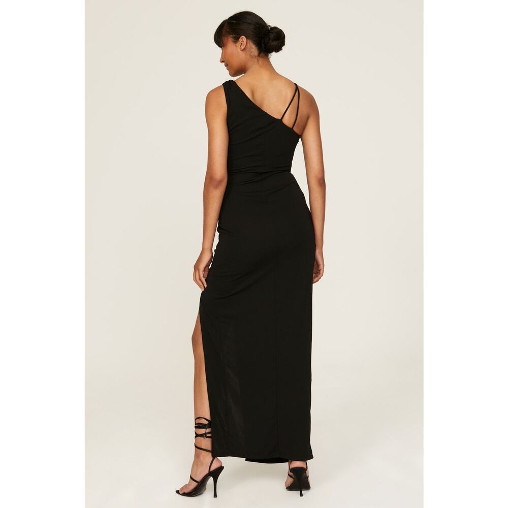 Nicholas Prisha Black One Shoulder Cut Out Slit Maxi Gown Size 8 - Picture 3 of 13